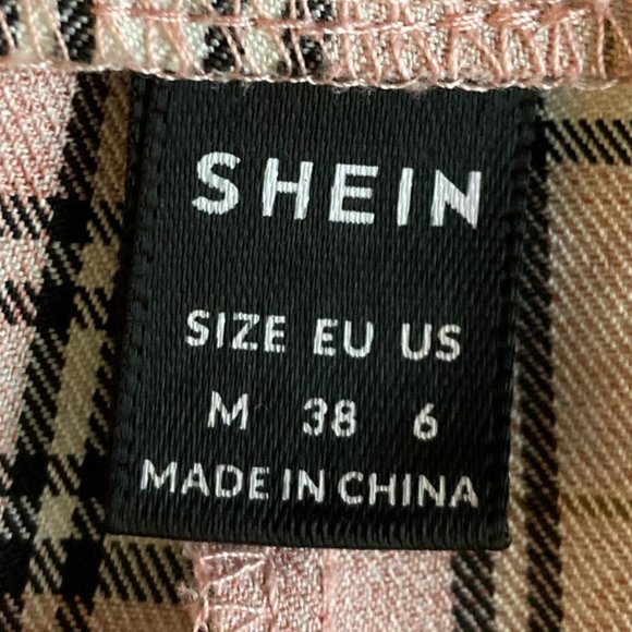 Shein plaid high rise dusty rose anke/crop pants - Picture 4 of 6